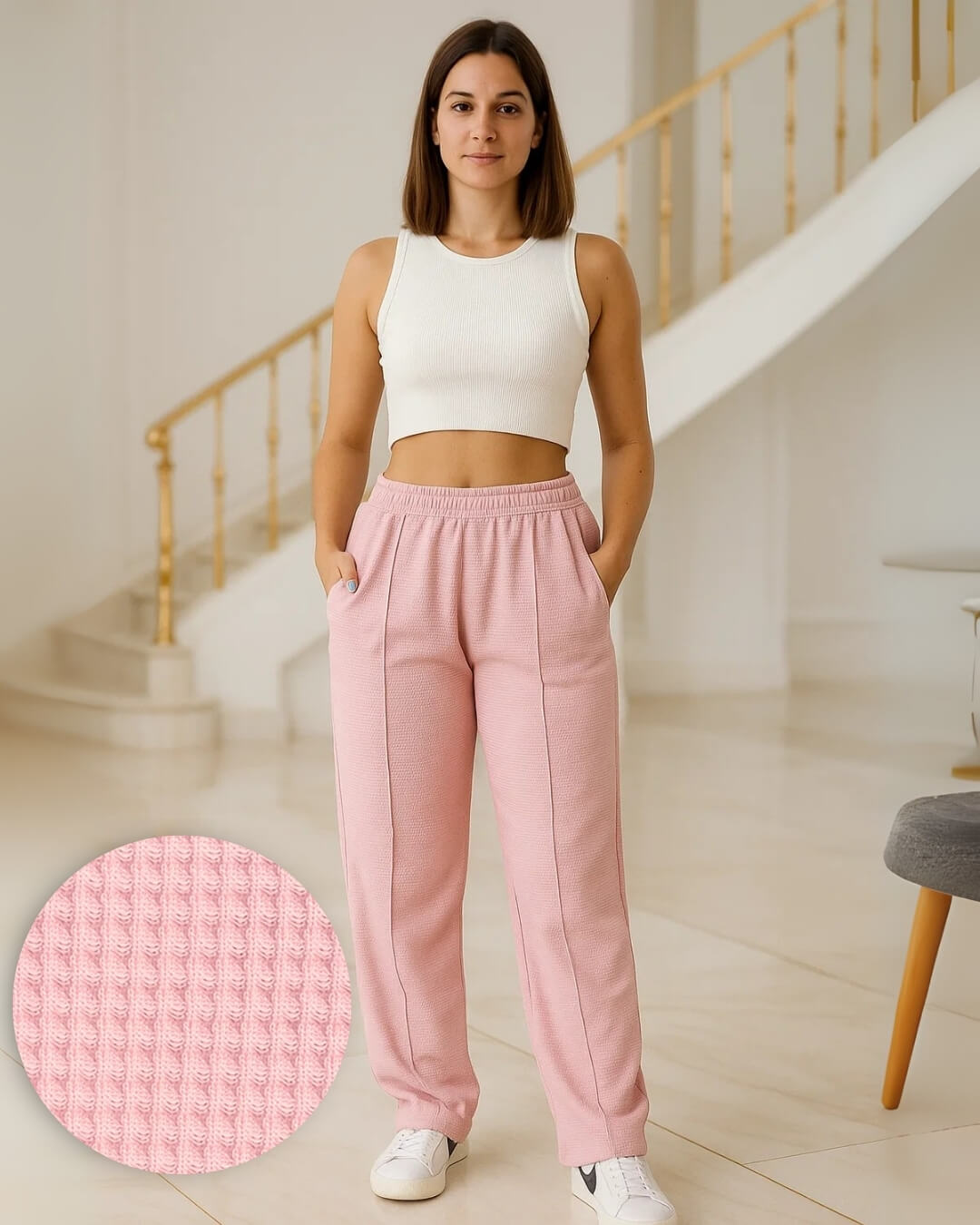 JOGGER BOTA RECTA TELA GALLETA DAMA