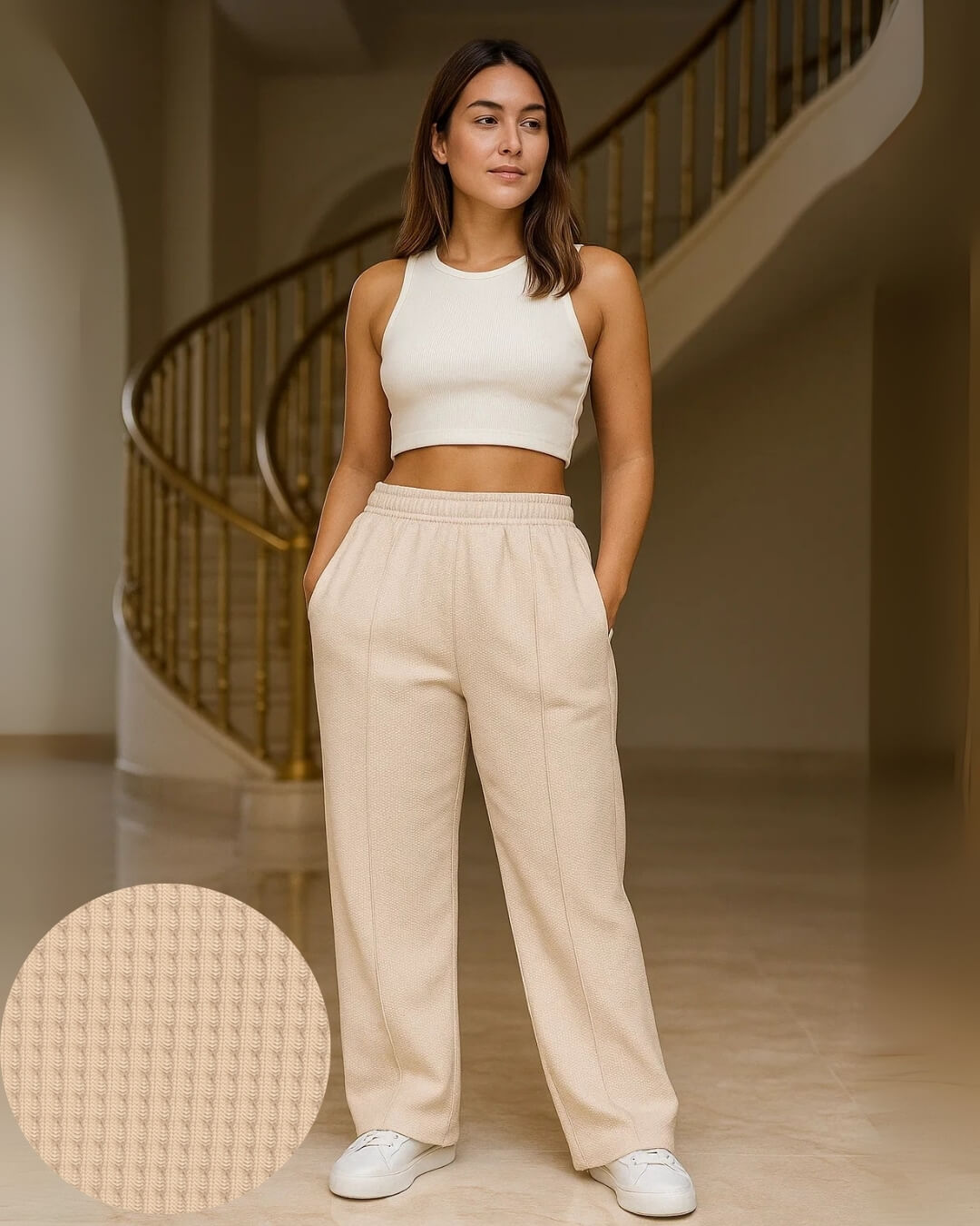 JOGGER BOTA RECTA TELA GALLETA DAMA